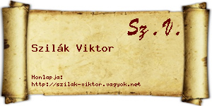 Szilák Viktor névjegykártya